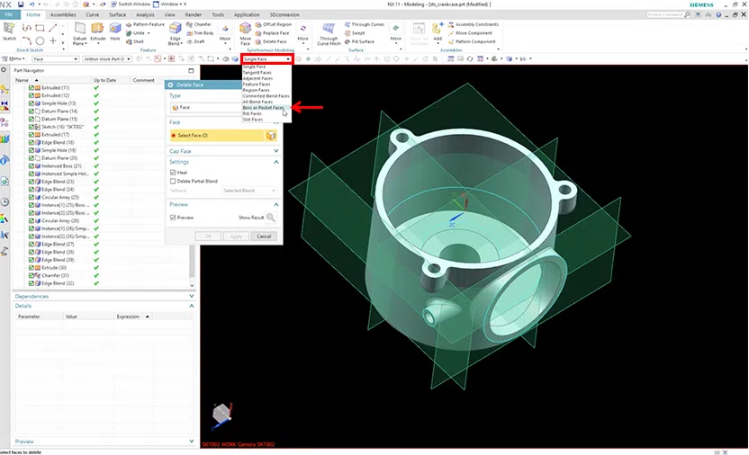 NX Interior Volume - Boss or Pocket Faces
