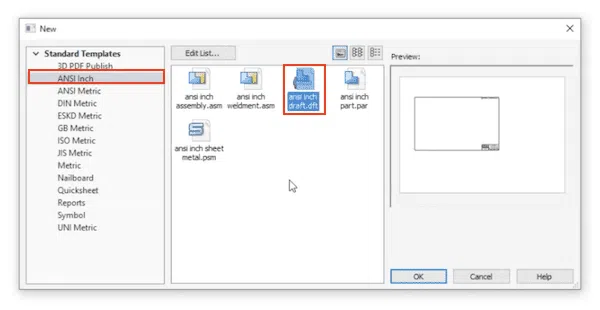 Import DWG into Solid Edge - Choose Part Drawing Type
