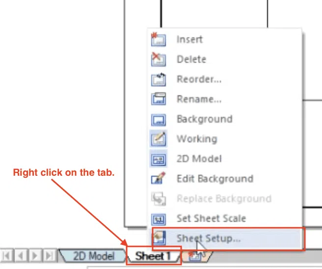 Right Click the tab to select Sheet Setup