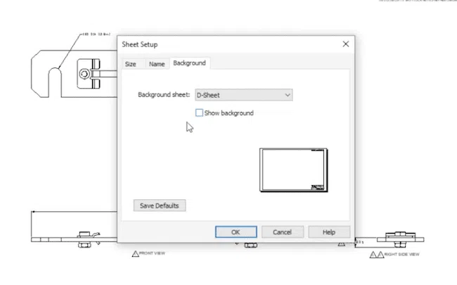 8 - Import DWG to Solid Edge - Hide Background Option When toggle is off, the background stays hidden.