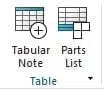 Table Group in Home Tab Table Group in NX CAD