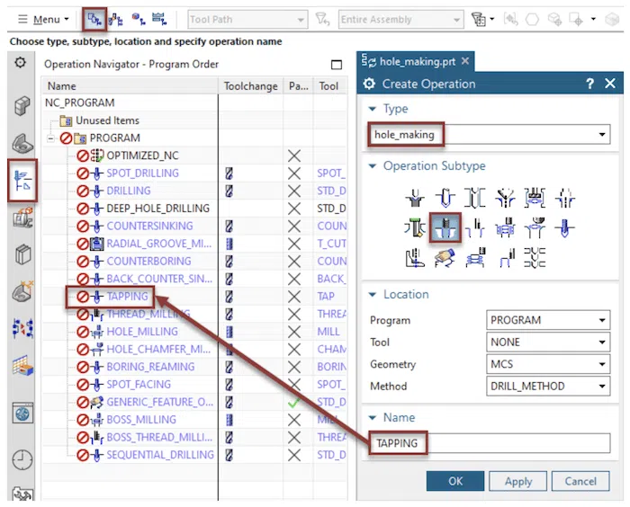 CAM Operation Subtypes