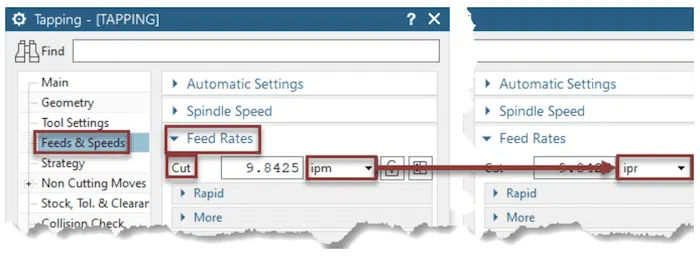 Feeds and Speeds settings in NX CAM CAM Pro