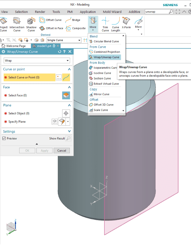 Wrap / Unwrap Curve Surfaces in NX