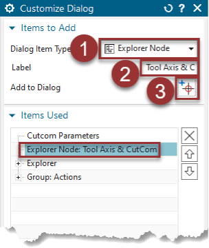 Customize Dialog in CAM Software