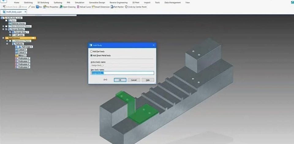Multi-Body Parts Solidedge Add Body Solidedge
