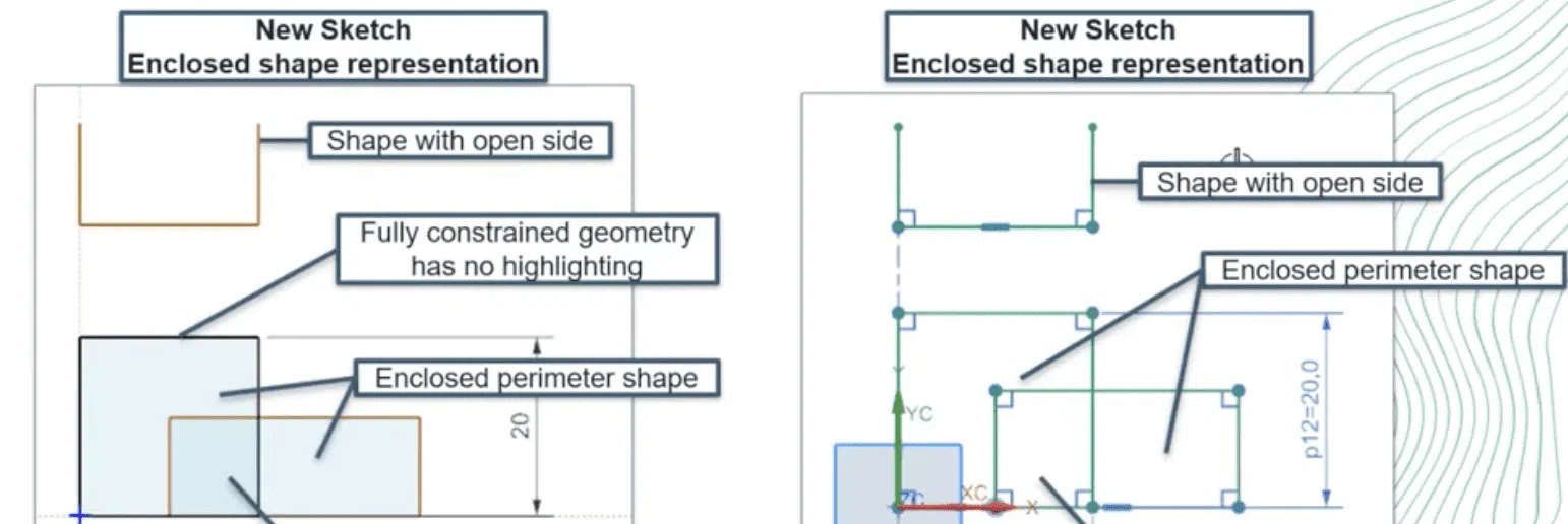 New NX Sketch vs. Old NX Sketch Enclosed Perimeters NX Sketch