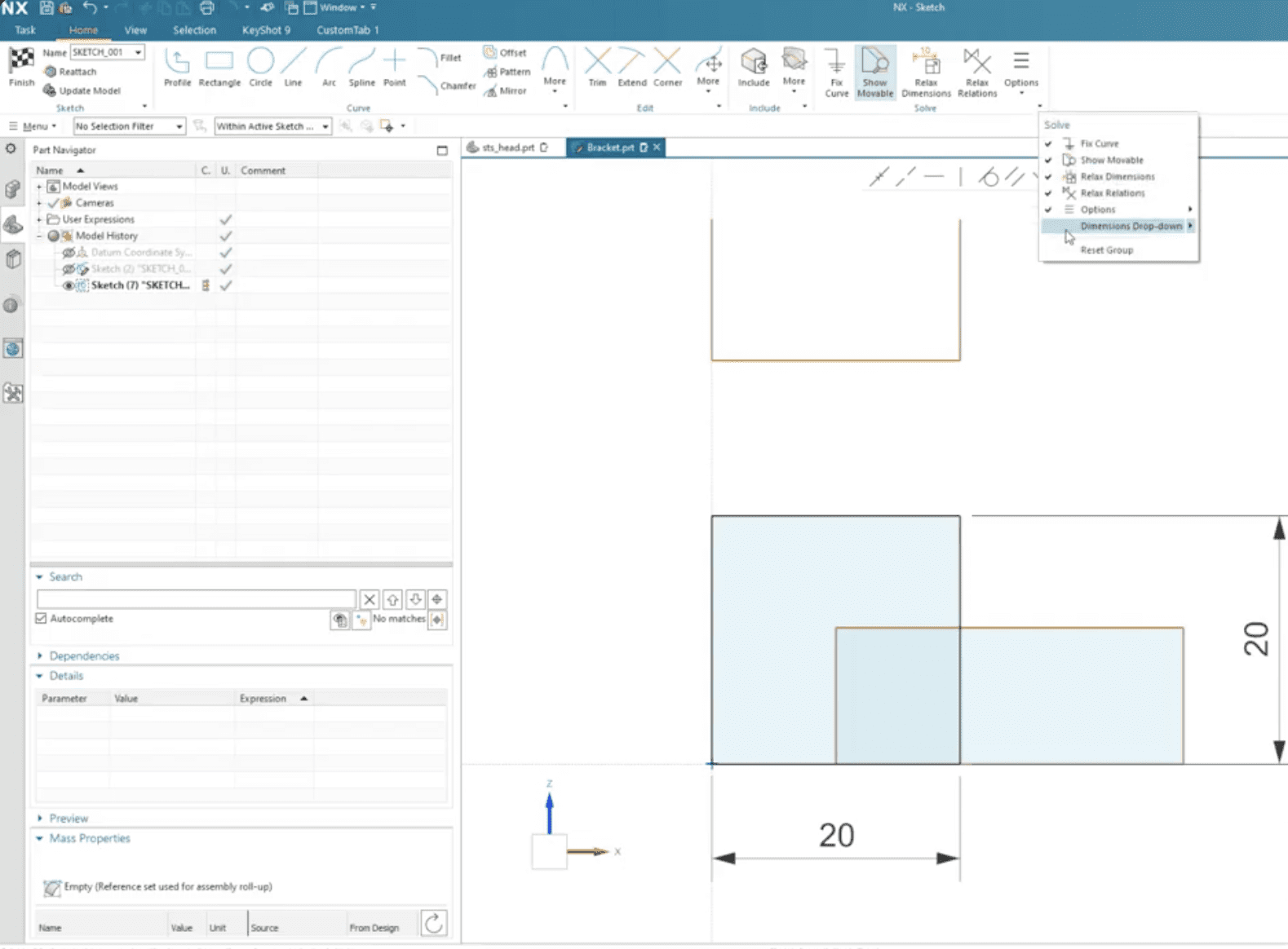 NX Sketch Dimensions Category NX Design