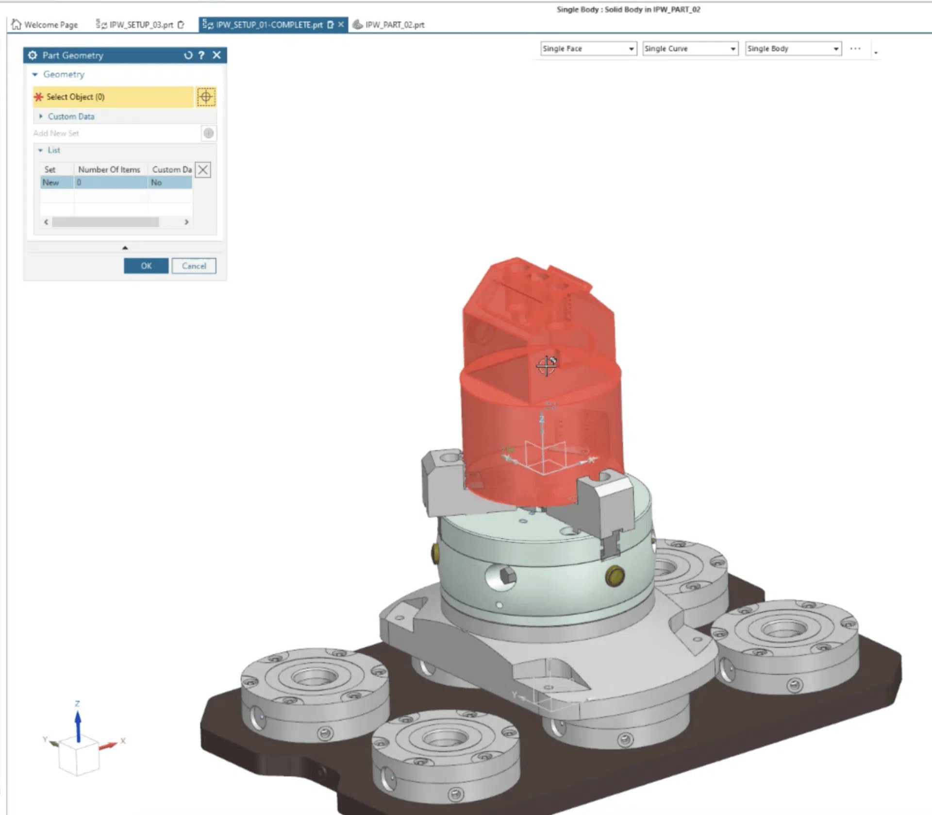 IPW Workpiece Object Siemens NX CAM Object