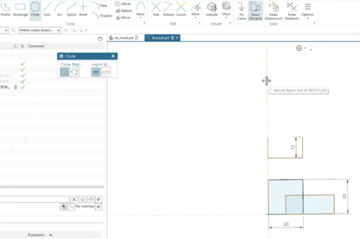 Siemens NX Sketch Solver Shapes Tab NX
