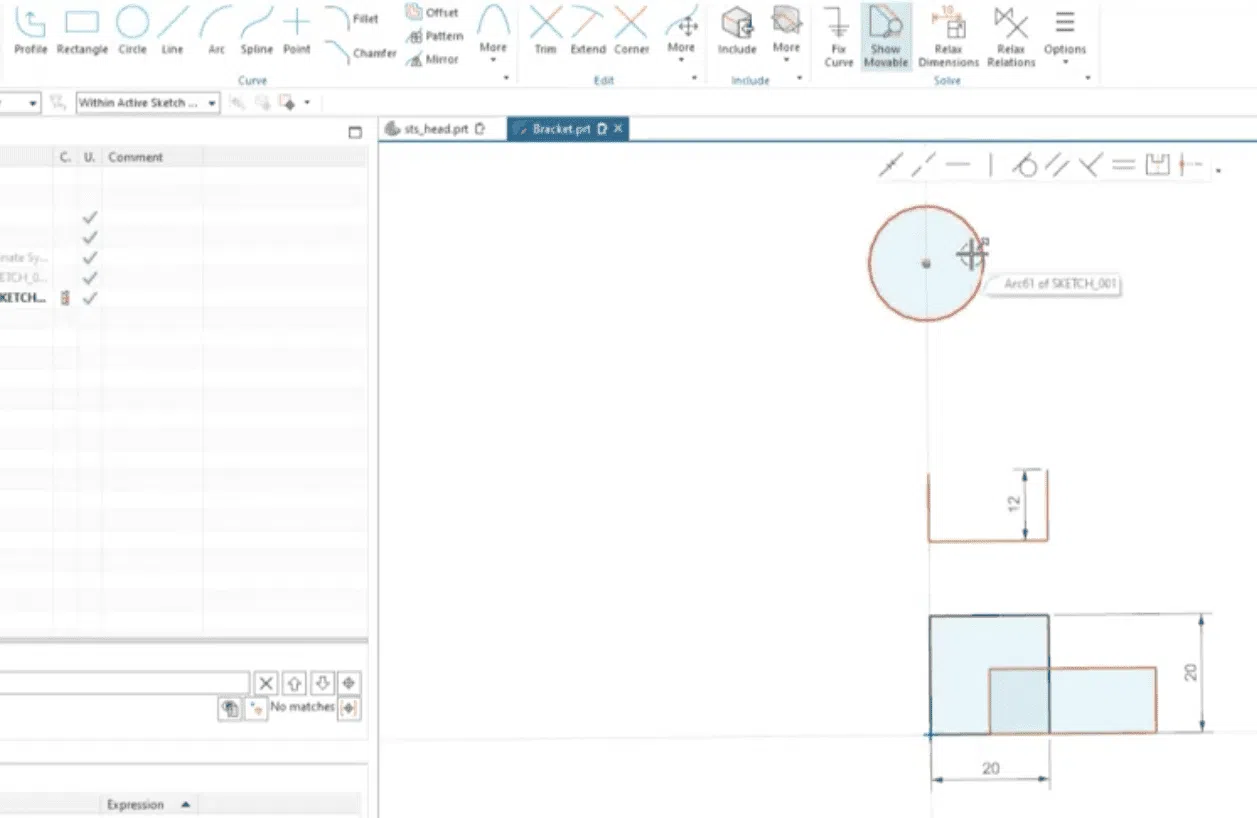 NX Sketch Solver Center Point Circle NX