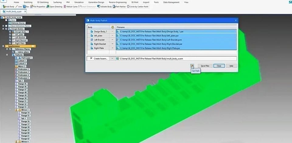 MultiBody Modeling Solidedge Set Path Solidedge