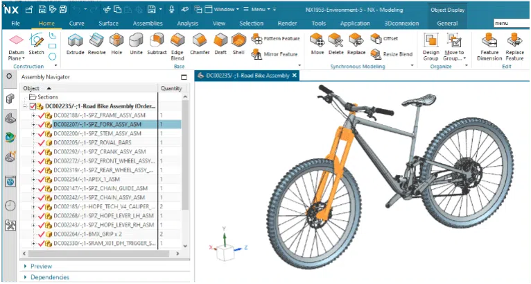 Folders in Teamcenter Fork Assembly in Teamcenter
