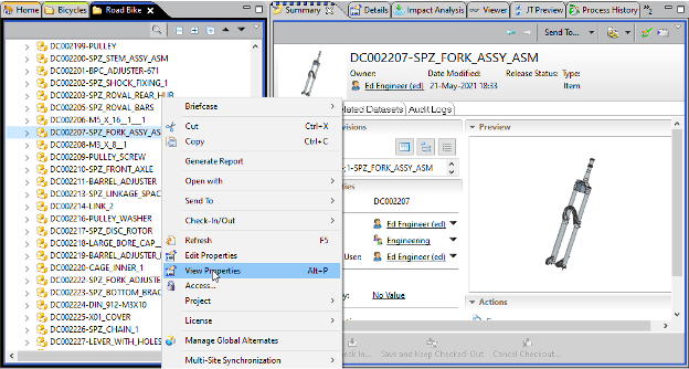Teamcenter Properties View Properties