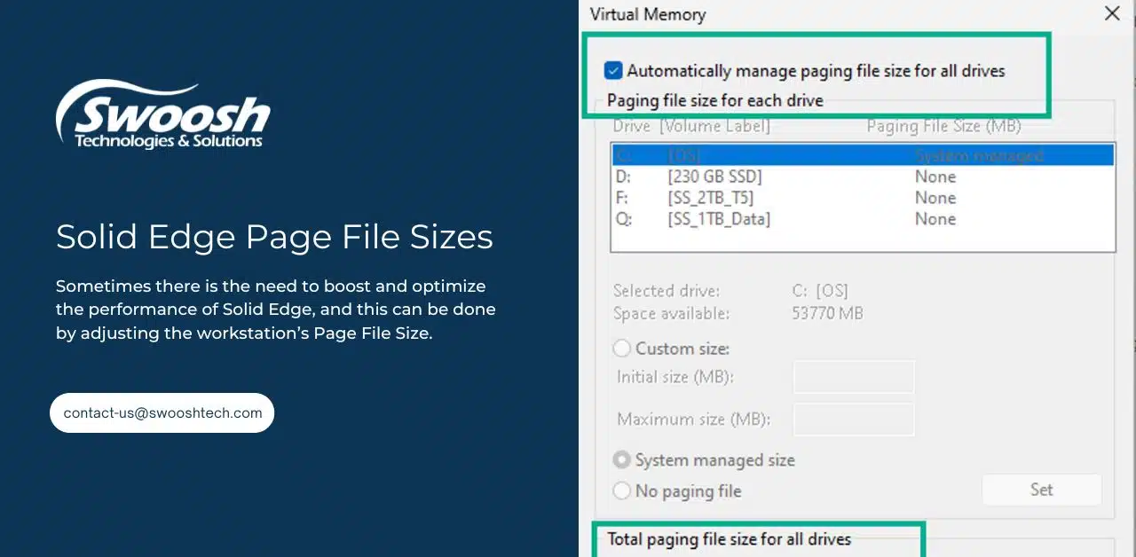 Solid Edge Page File Sizes